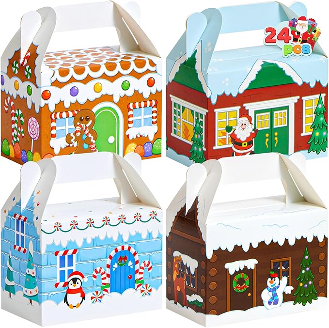 3D Christmas House Cardboard Treat Boxes 